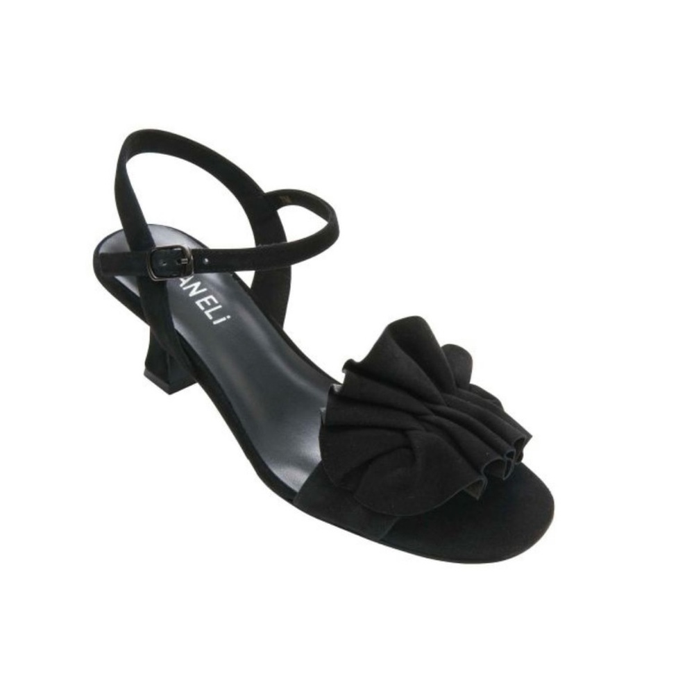 NWOT Vaneli Black Suede Ruffle Heels 7 1/2